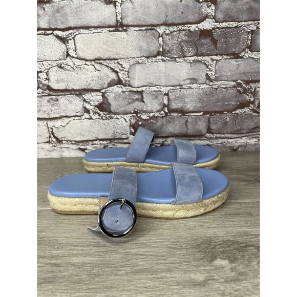 Stuart Weitzman Periwinkle Blue Suede Leather Espadrille Sandals Women 6B US/37 - Picture 1 of 16